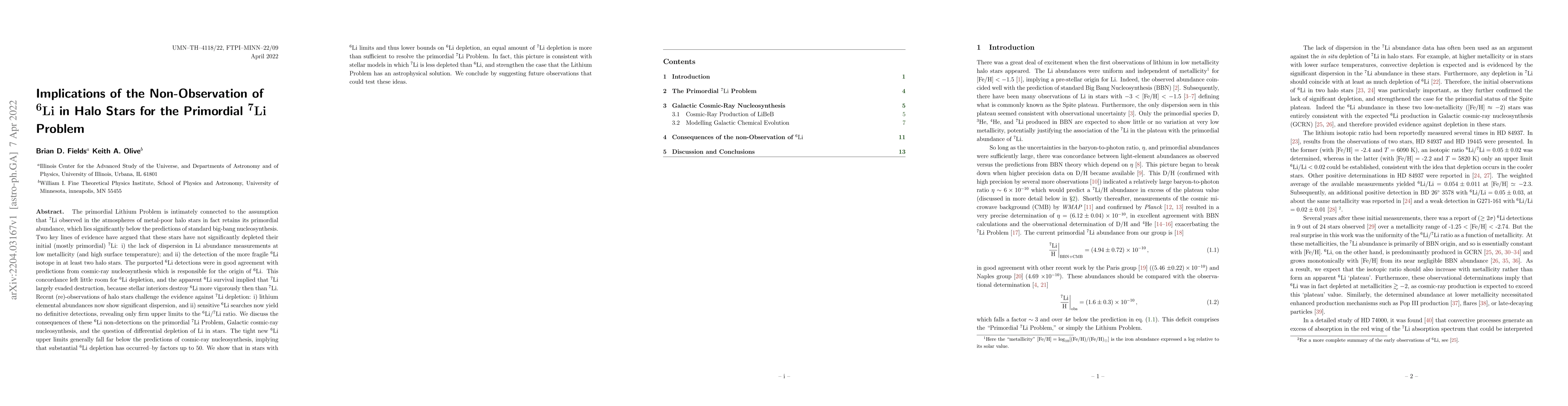 Thumbnail for Implications of the Non-Observation of ${}^{6}{\rm Li}$ in Halo Stars
  for the Primordial ${}^{7}{\rm Li}$ Problem