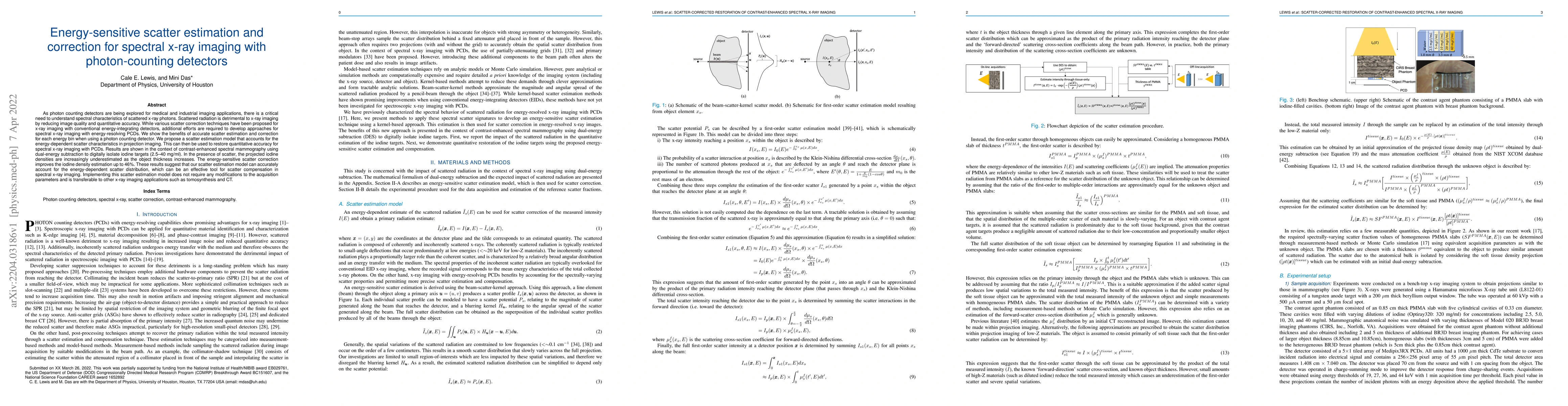 Thumbnail for Energy-sensitive scatter estimation and correction for spectral x-ray
  imaging with photon-counting detectors