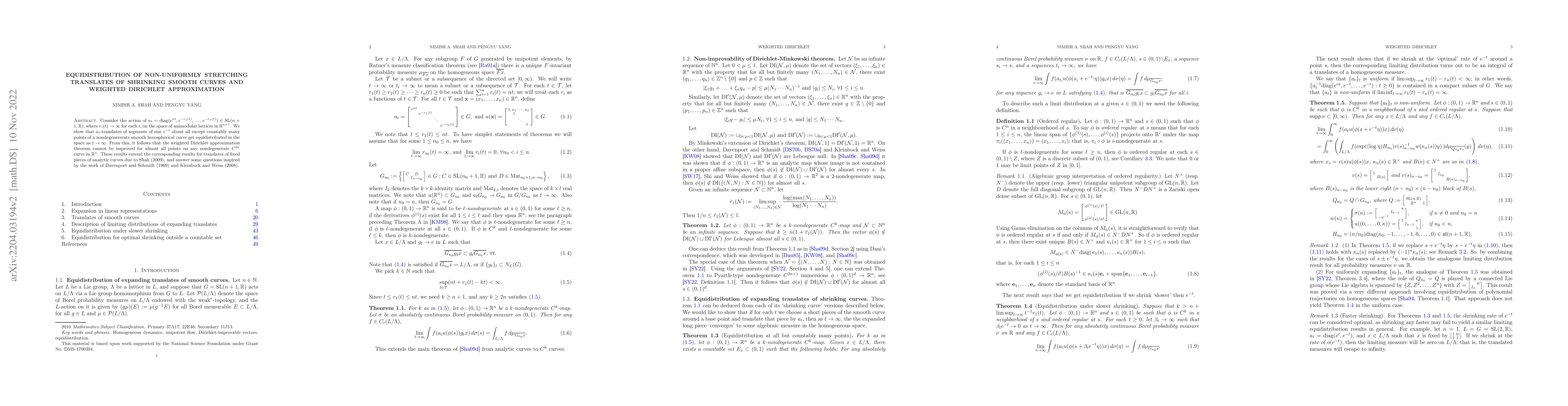 Thumbnail for Equidistribution of non-uniformly stretching translates of shrinking
  smooth curves and weighted Dirichlet approximation