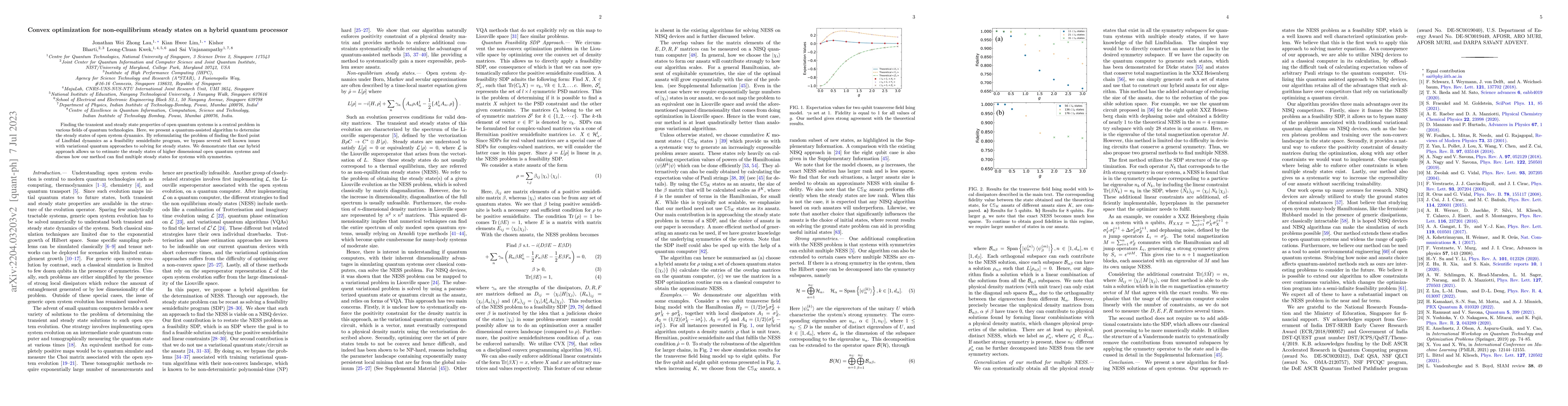 Thumbnail for Convex Optimization for Nonequilibrium Steady States on a Hybrid Quantum
  Processor