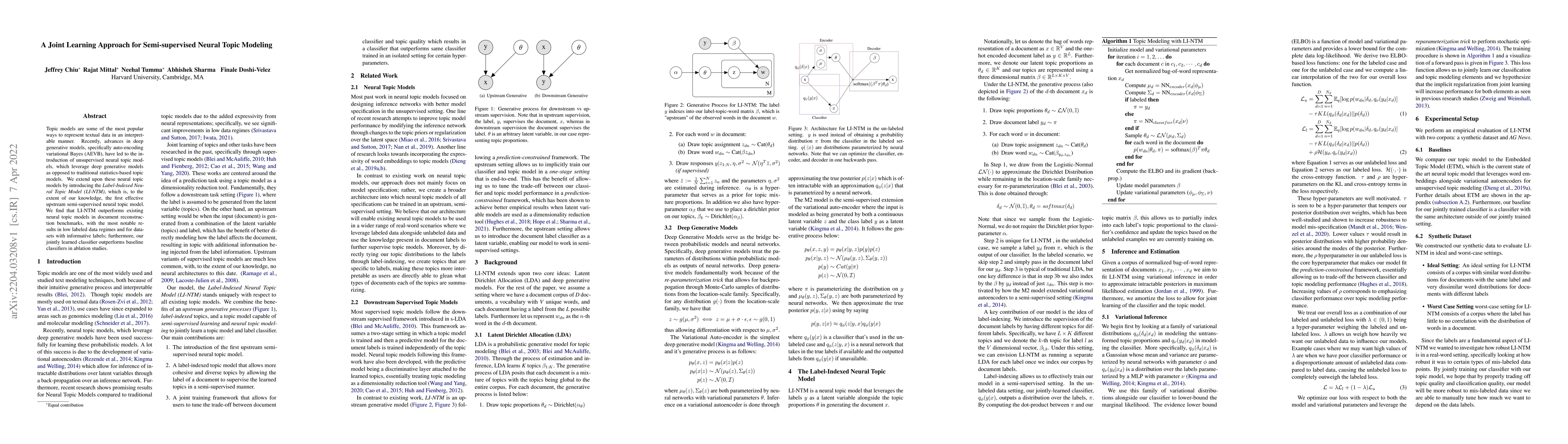 Thumbnail for A Joint Learning Approach for Semi-supervised Neural Topic Modeling