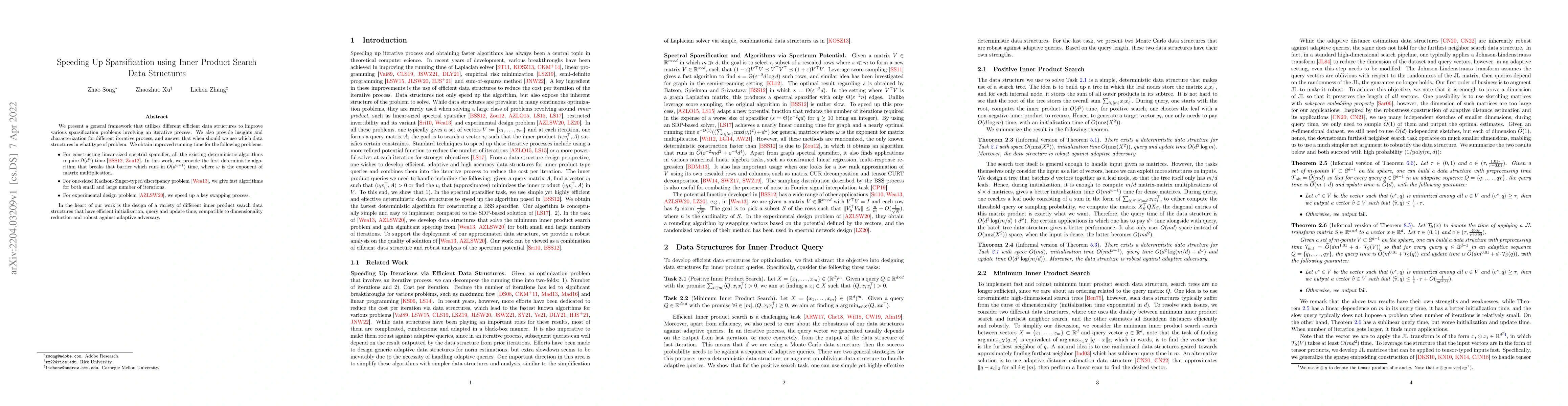 Thumbnail for Speeding Up Sparsification using Inner Product Search Data Structures