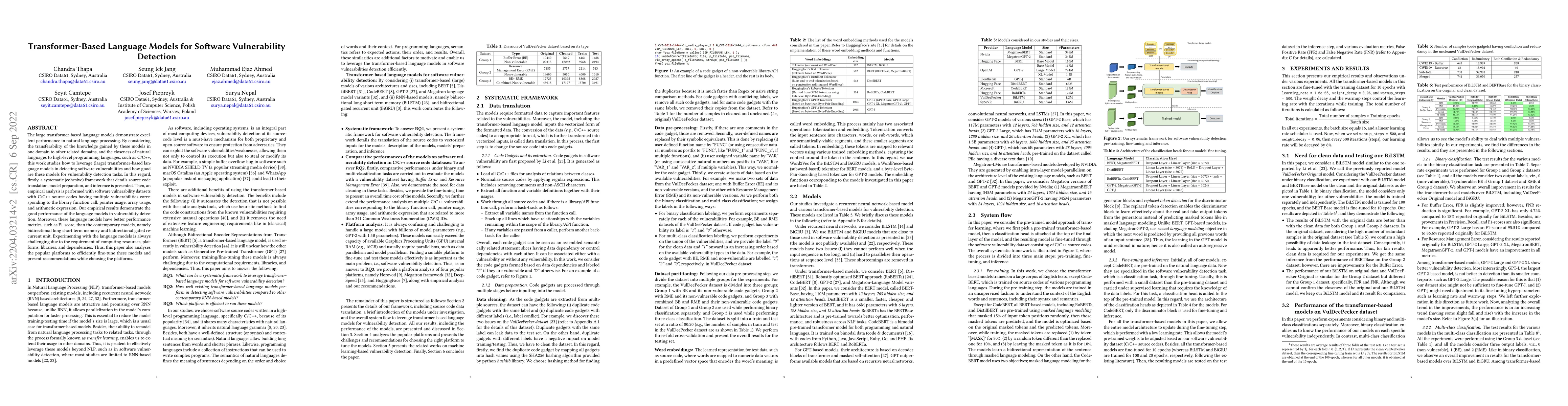 Thumbnail for Transformer-Based Language Models for Software Vulnerability Detection