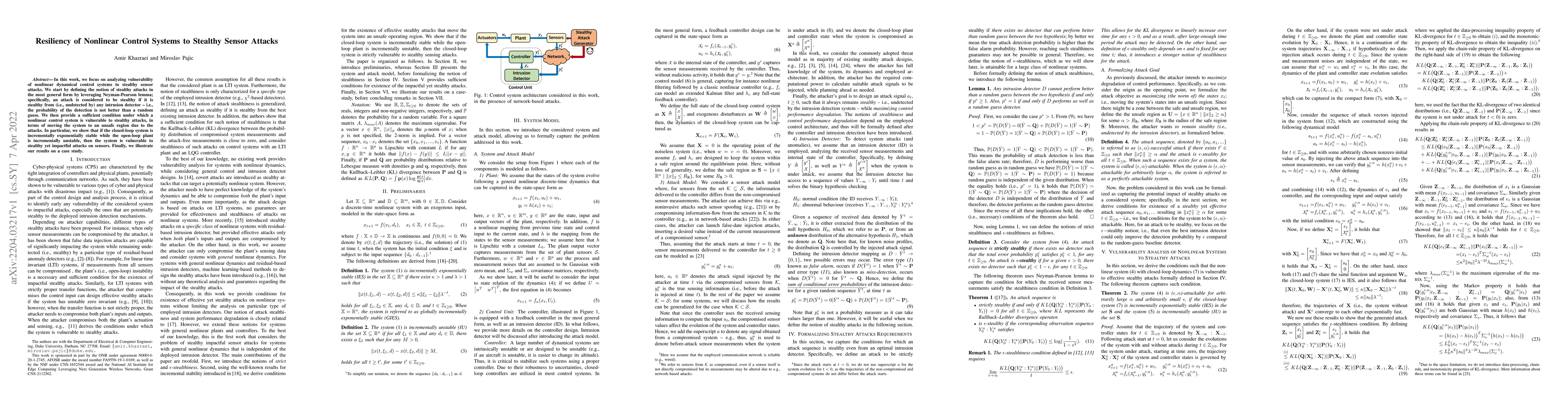 Thumbnail for Resiliency of Nonlinear Control Systems to Stealthy Sensor Attacks