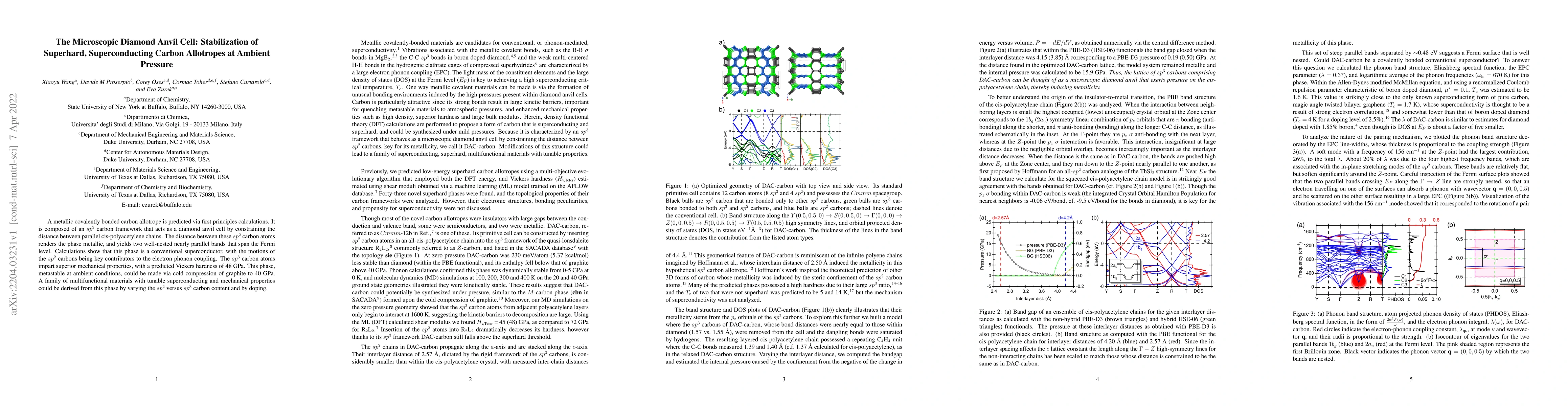 Thumbnail for The Microscopic Diamond Anvil Cell: Stabilization of Superhard,
  Superconducting Carbon Allotropes at Ambient Pressure