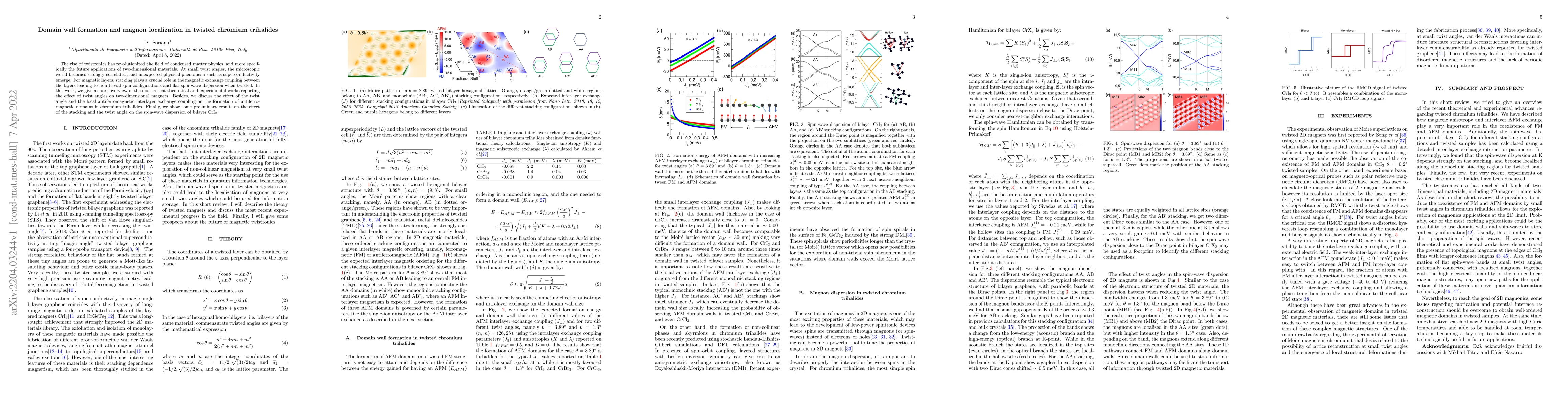 Thumbnail for Domain wall formation and magnon localization in twisted chromium
  trihalides
