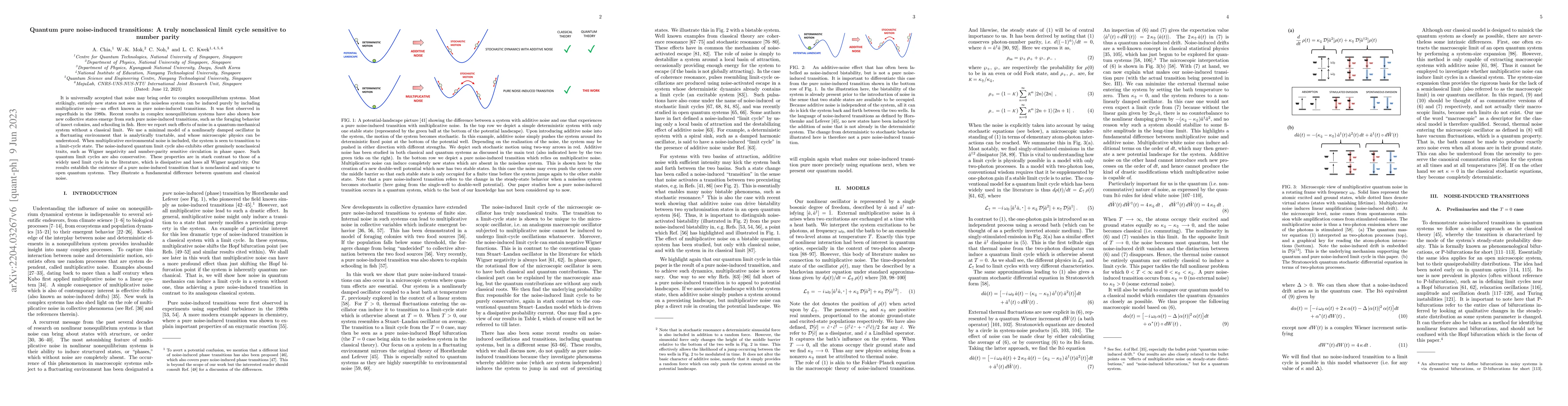 Thumbnail for Quantum pure noise-induced transitions: A truly nonclassical limit cycle
  sensitive to number parity