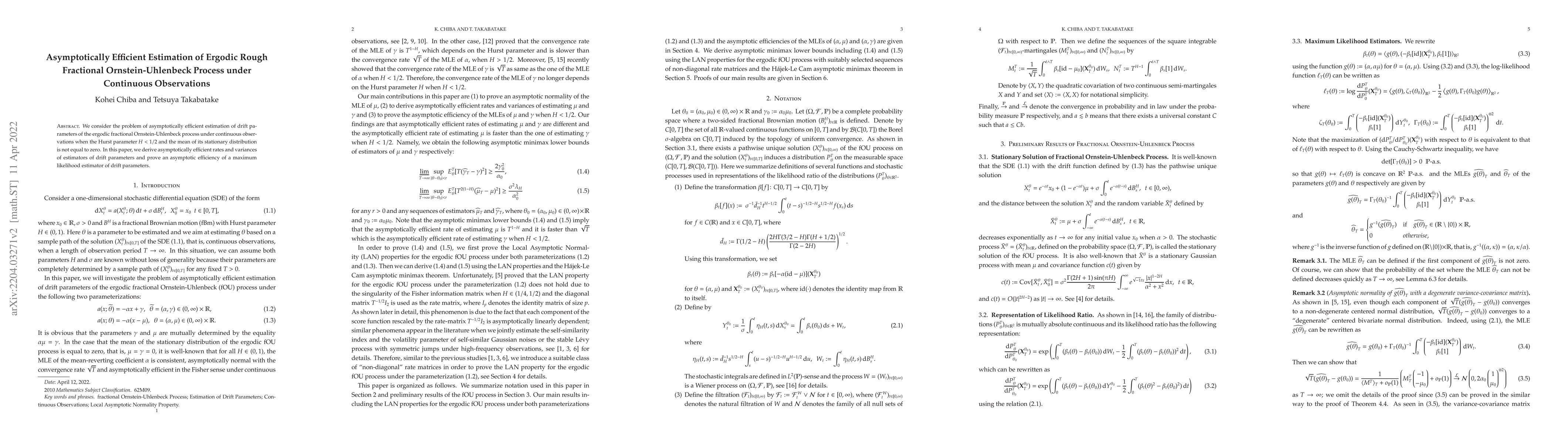 Thumbnail for Asymptotically Efficient Estimation of Ergodic Rough Fractional
  Ornstein-Uhlenbeck Process under Continuous Observations