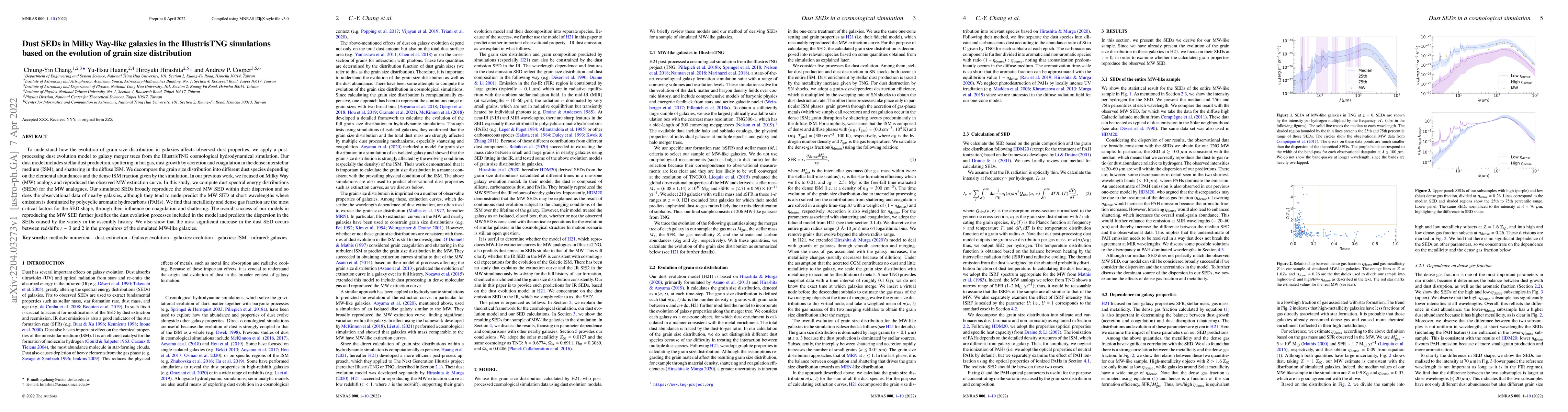 Thumbnail for Dust SEDs in Milky Way-like galaxies in the IllustrisTNG simulations
  based on the evolution of grain size distribution