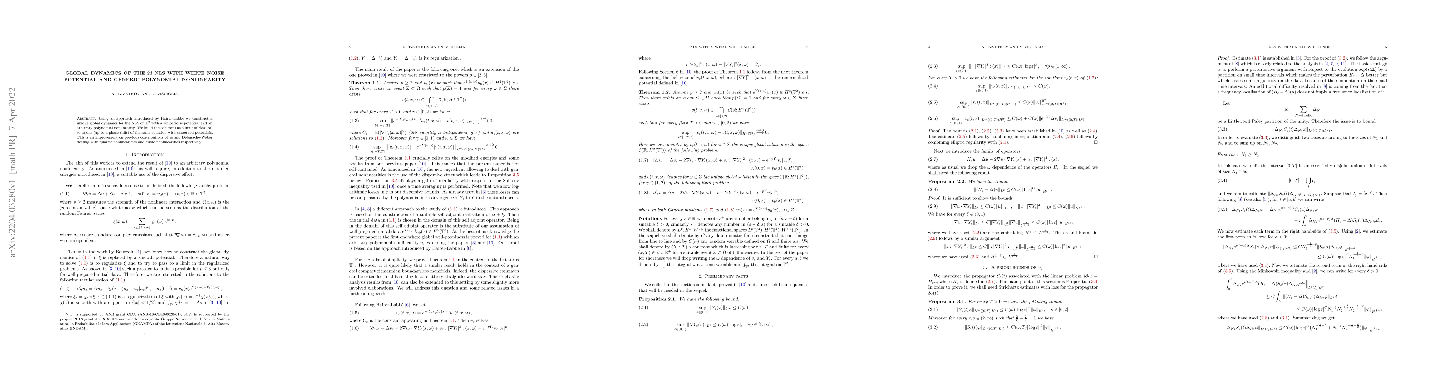Thumbnail for Global dynamics of the $2d$ NLS with white noise potential and generic
  polynomial nonlinearity