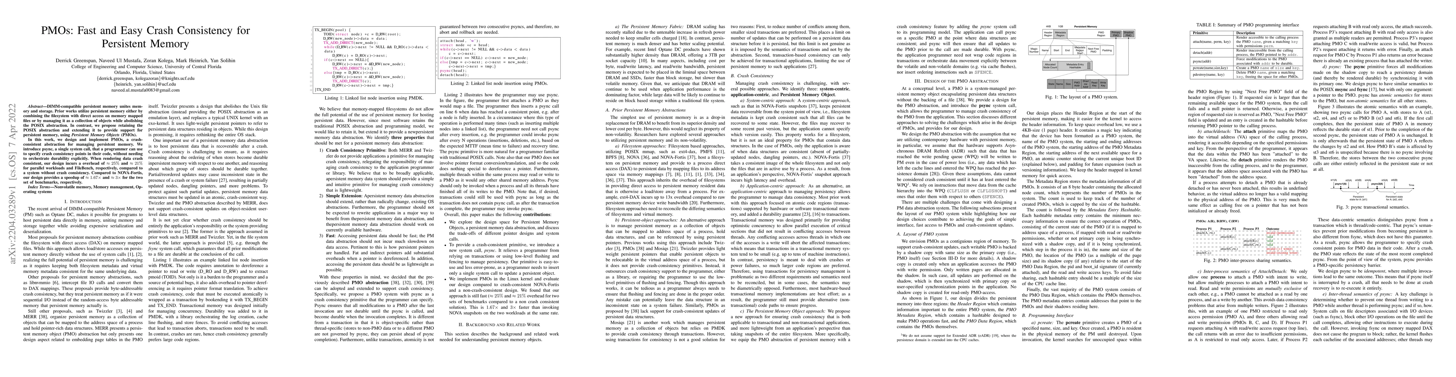 Thumbnail for Persistent Memory Objects: Fast and Easy Crash Consistency for
  Persistent Memory