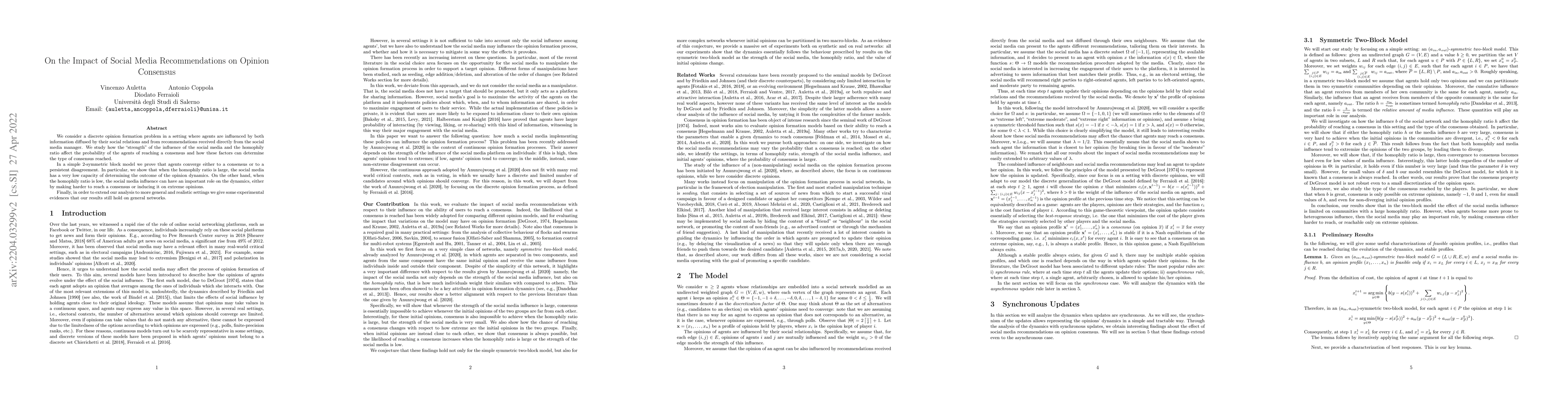 Thumbnail for On the Impact of Social Media Recommendations on Opinion Consensus