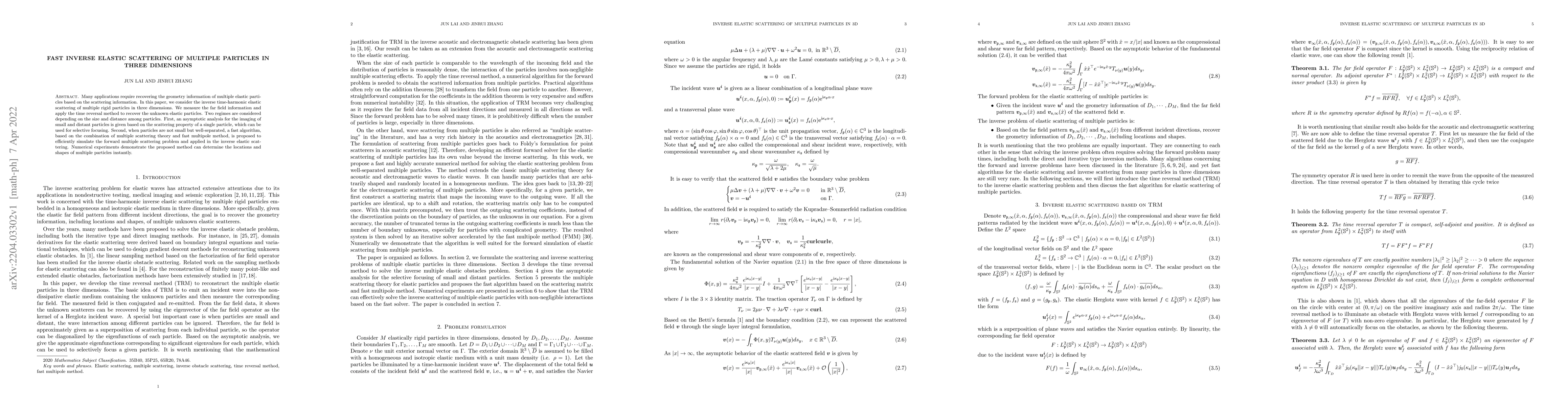 Thumbnail for Fast inverse elastic scattering of multiple particles in three
  dimensions