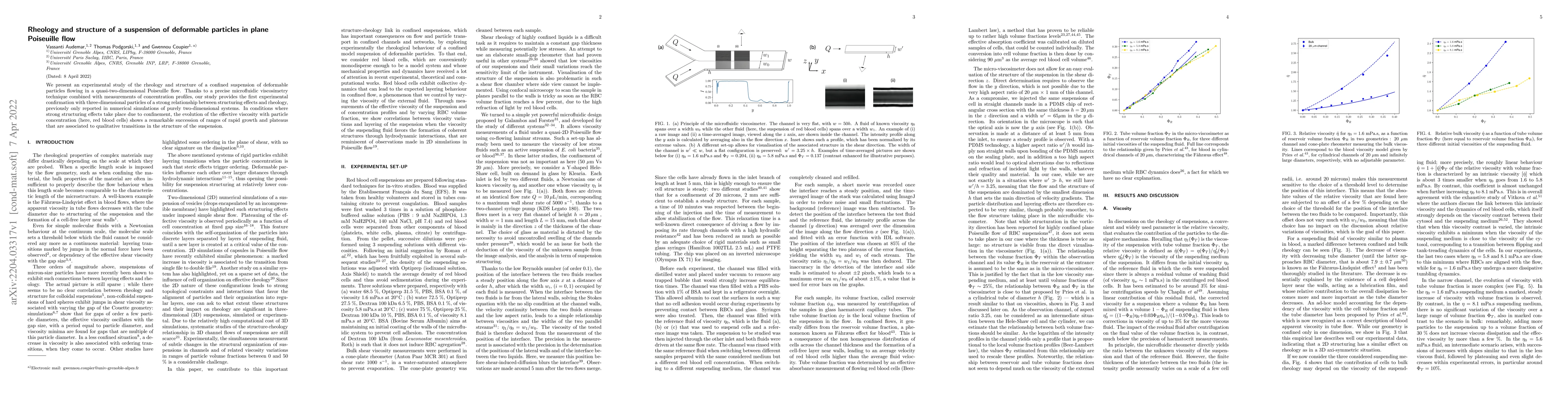 Thumbnail for Rheology and structure of a suspension of deformable particles in plane
  Poiseuille flow