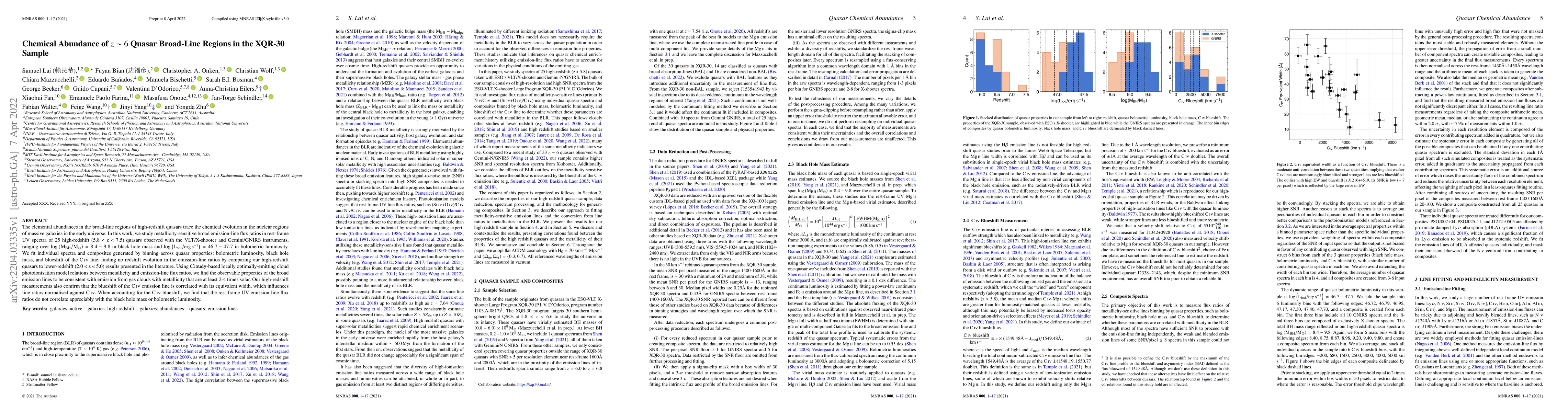 Thumbnail for Chemical Abundance of z~6 Quasar Broad-Line Regions in the XQR-30 Sample