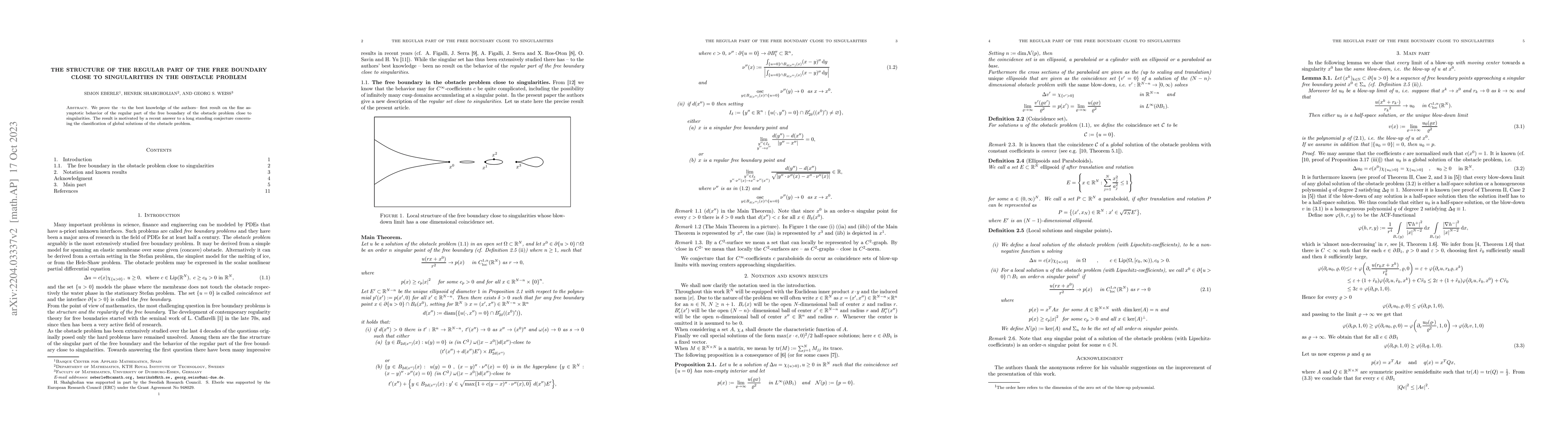 Thumbnail for The structure of the regular part of the free boundary close to
  singularities in the obstacle problem