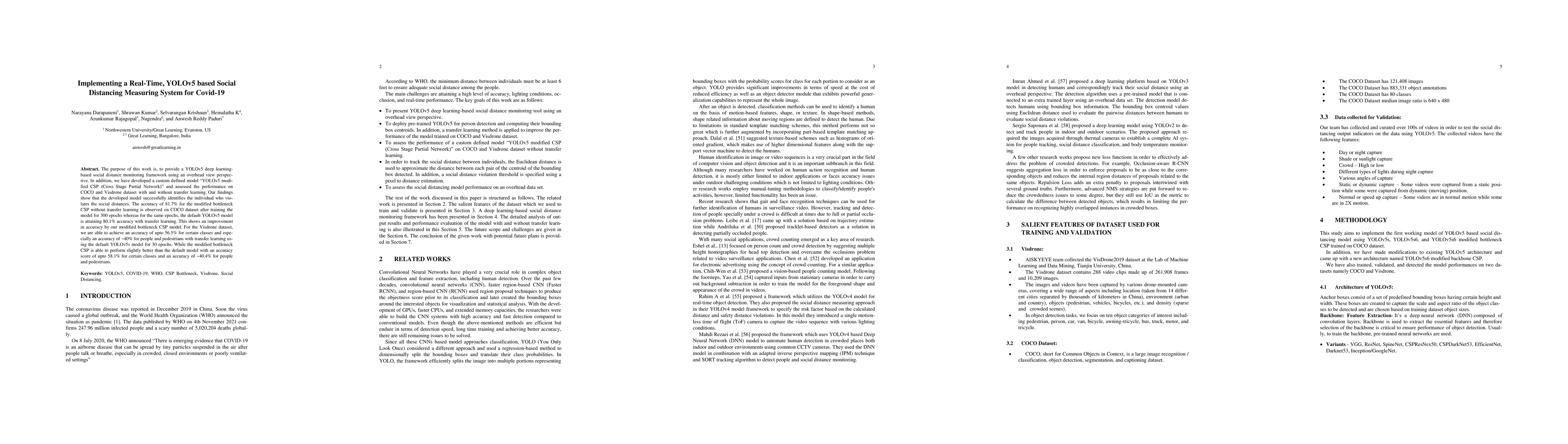 Thumbnail for Implementing a Real-Time, YOLOv5 based Social Distancing Measuring
  System for Covid-19