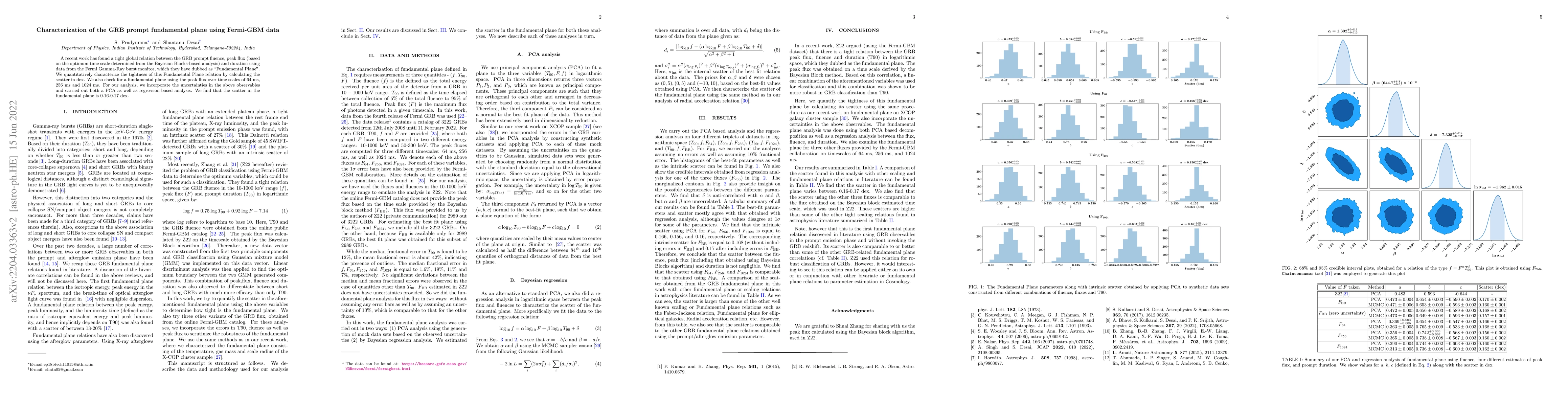 Thumbnail for Characterization of the GRB prompt fundamental plane using Fermi-GBM
  data
