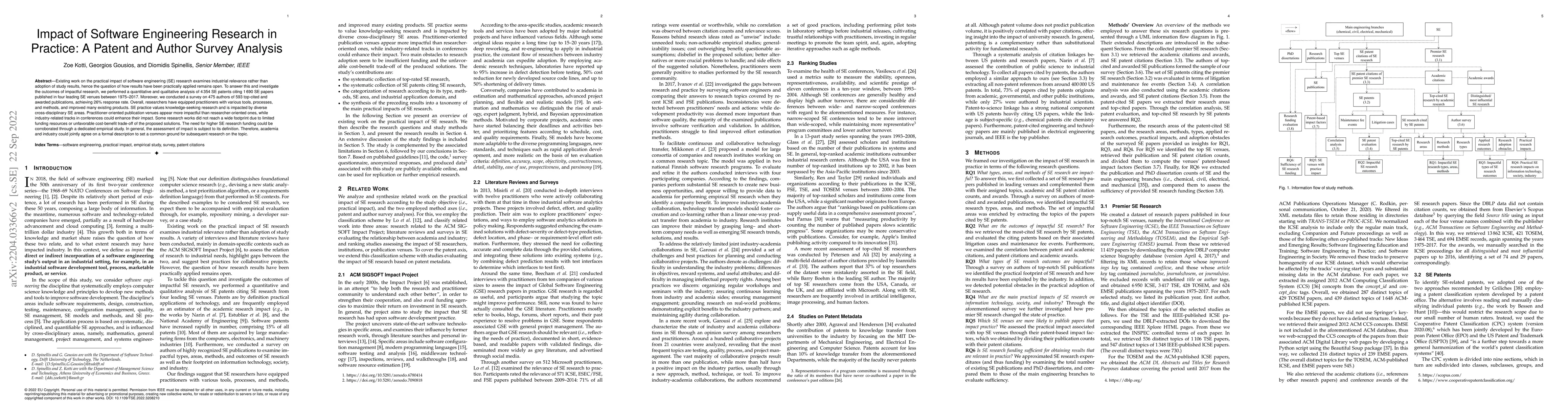 Thumbnail for Impact of Software Engineering Research in Practice: A Patent and Author
  Survey Analysis