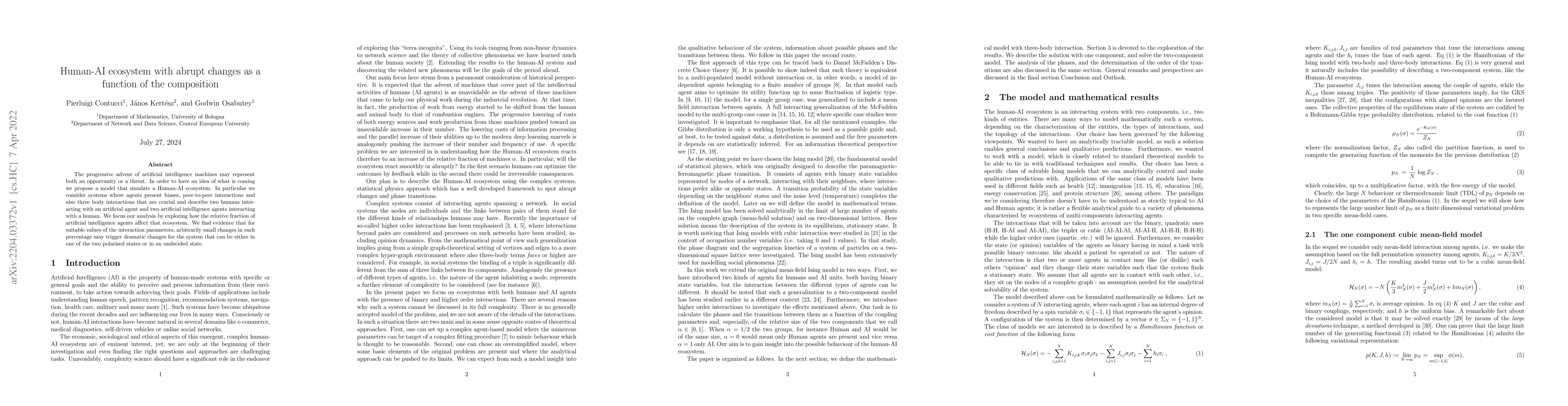 Thumbnail for Human-AI ecosystem with abrupt changes as a function of the composition