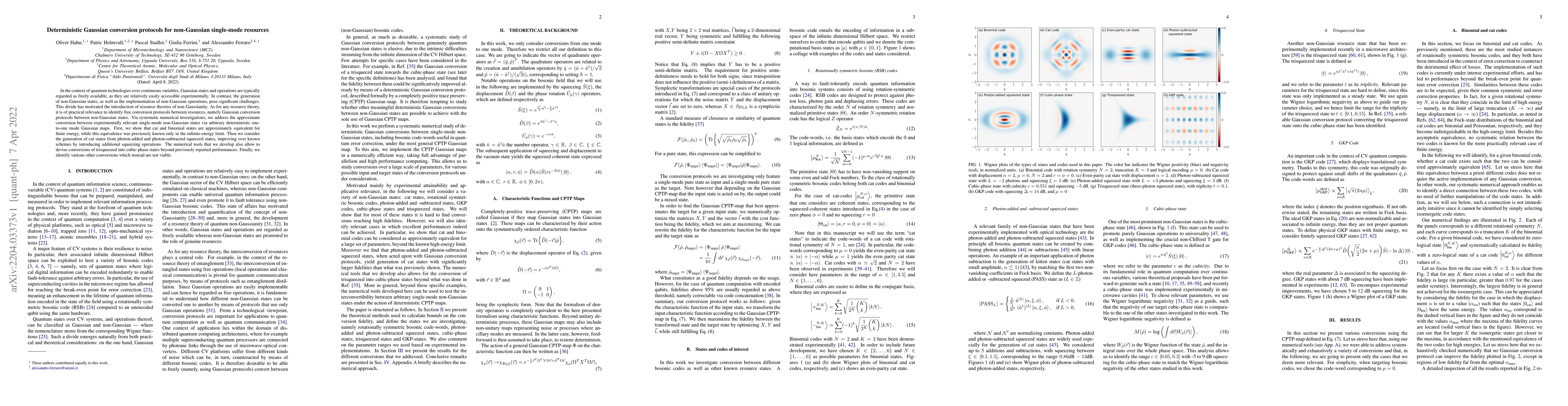Thumbnail for Deterministic Gaussian conversion protocols for non-Gaussian single-mode
  resources