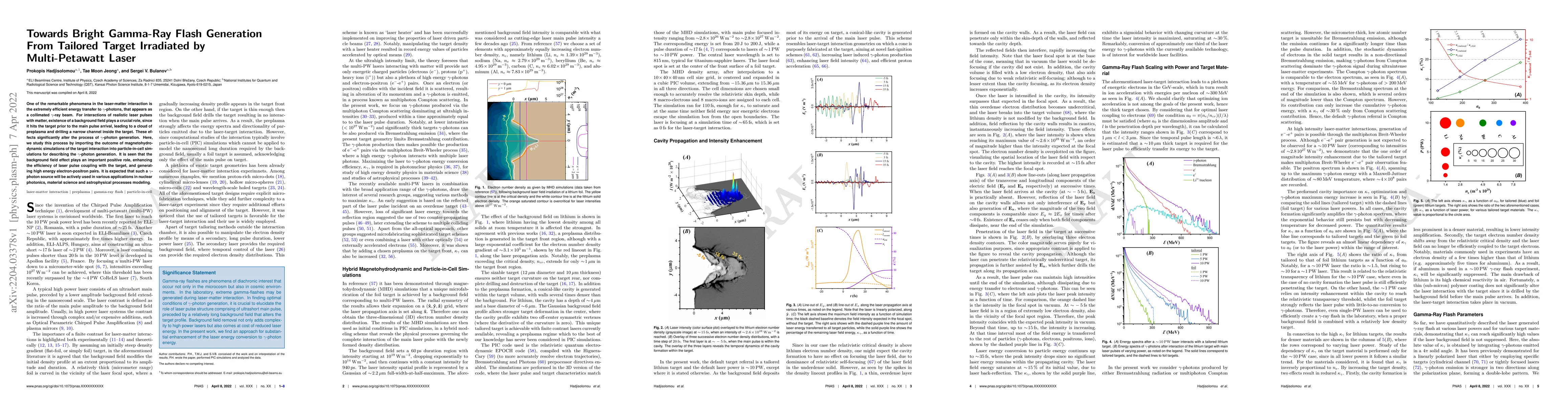 Thumbnail for Towards Bright Gamma-Ray Flash Generation From Tailored Target
  Irradiated by Multi-Petawatt Laser