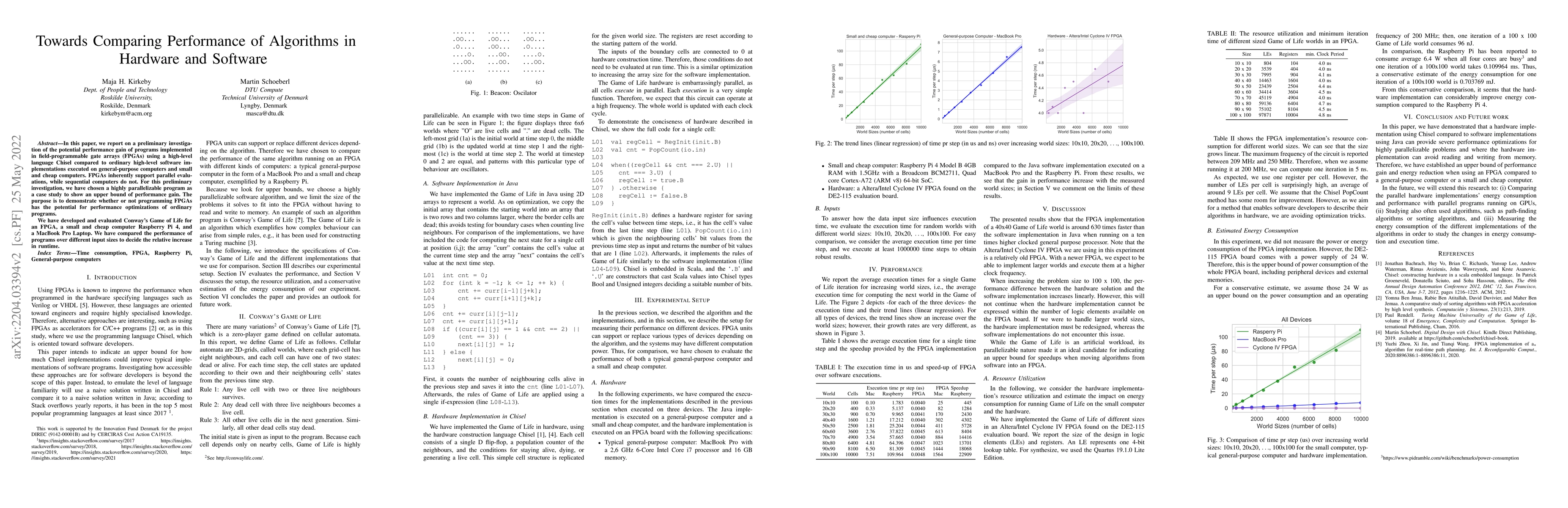 Thumbnail for Towards Comparing Performance of Algorithms in Hardware and Software