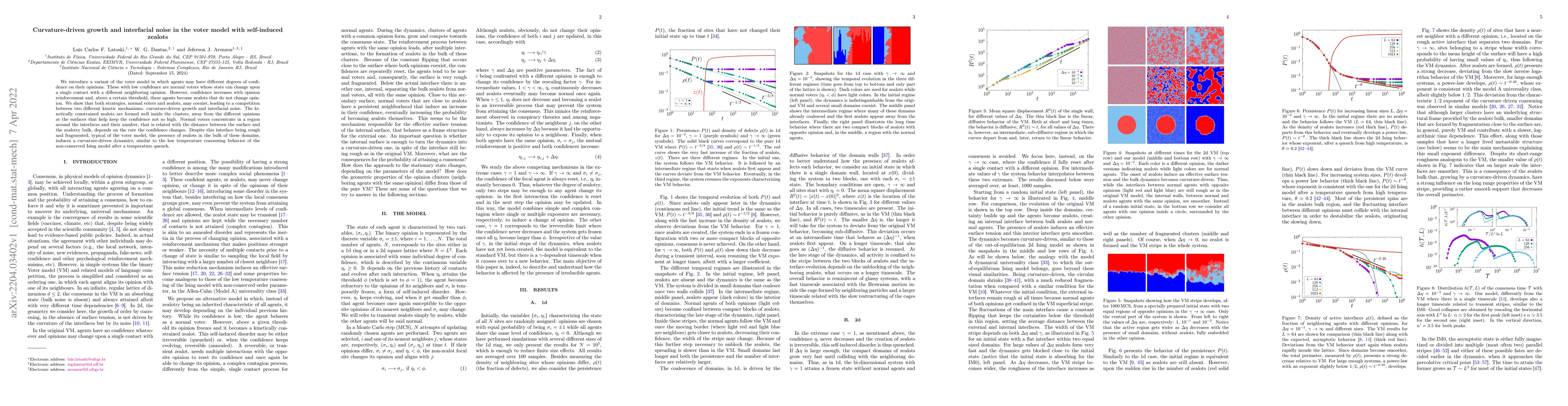 Thumbnail for Curvature-driven growth and interfacial noise in the voter model with
  self-induced zealots