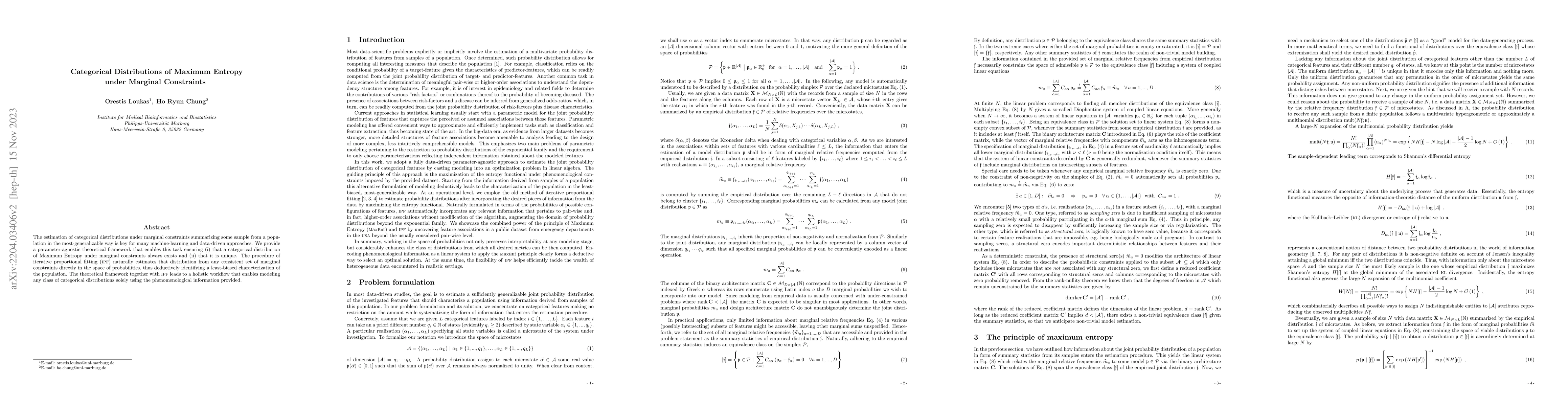Thumbnail for Categorical Distributions of Maximum Entropy under Marginal Constraints