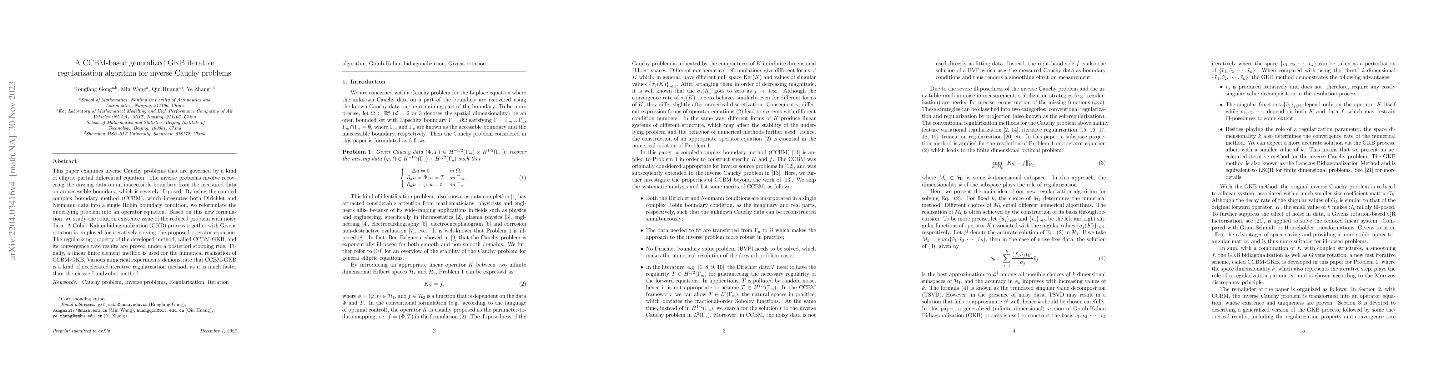 Thumbnail for A CCBM-based generalized GKB iterative regularization algorithm for
  inverse Cauchy problems