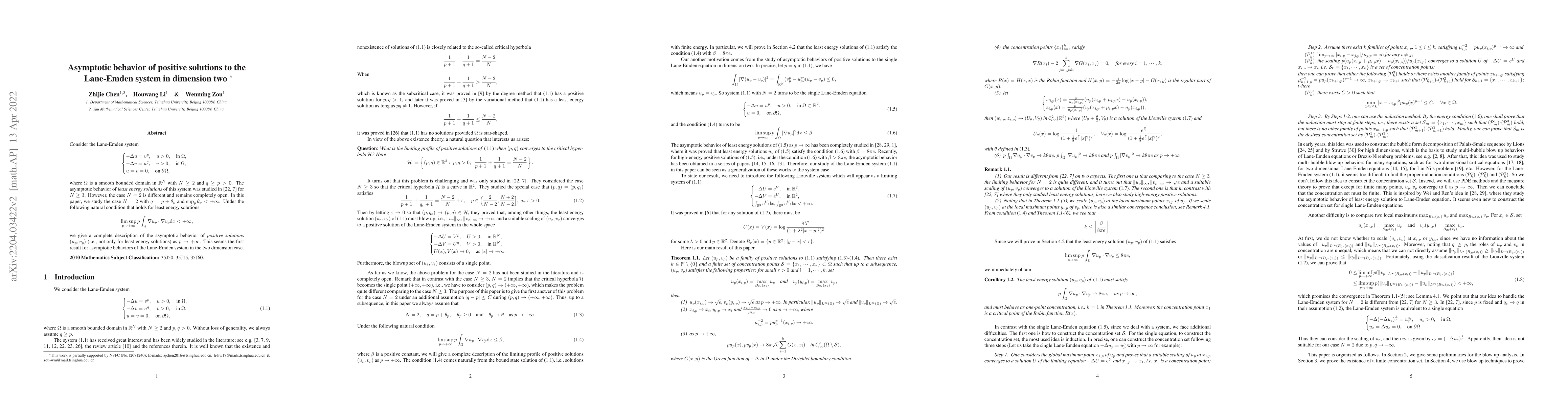 Thumbnail for Asymptotic behavior of positive solutions to the Lane-Emden system in
  dimension two