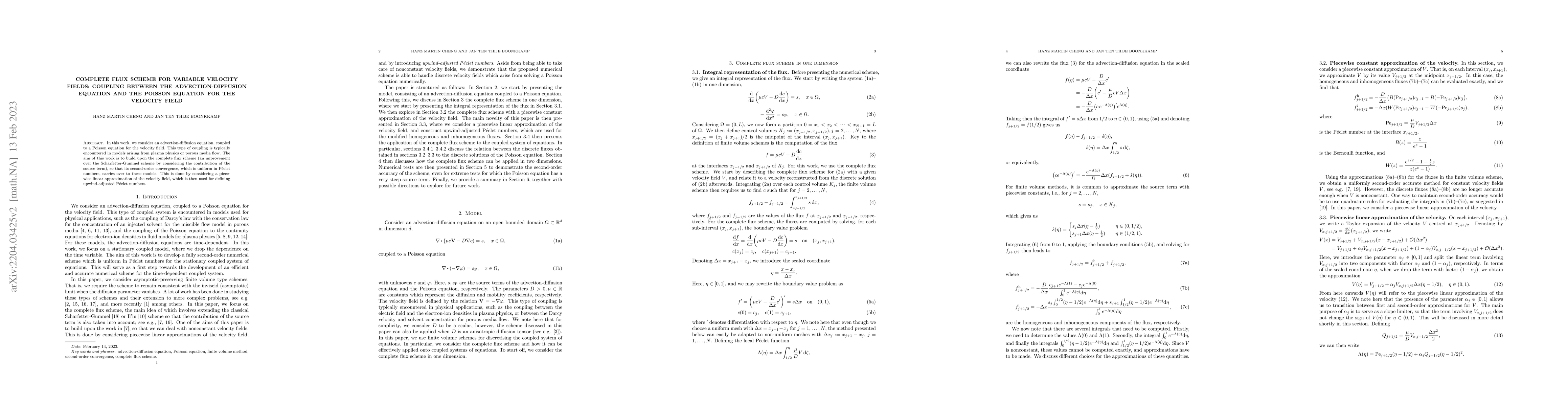 Thumbnail for Complete flux scheme for variable velocity fields: coupling between the
  advection-diffusion equation and the Poisson equation for the velocity field