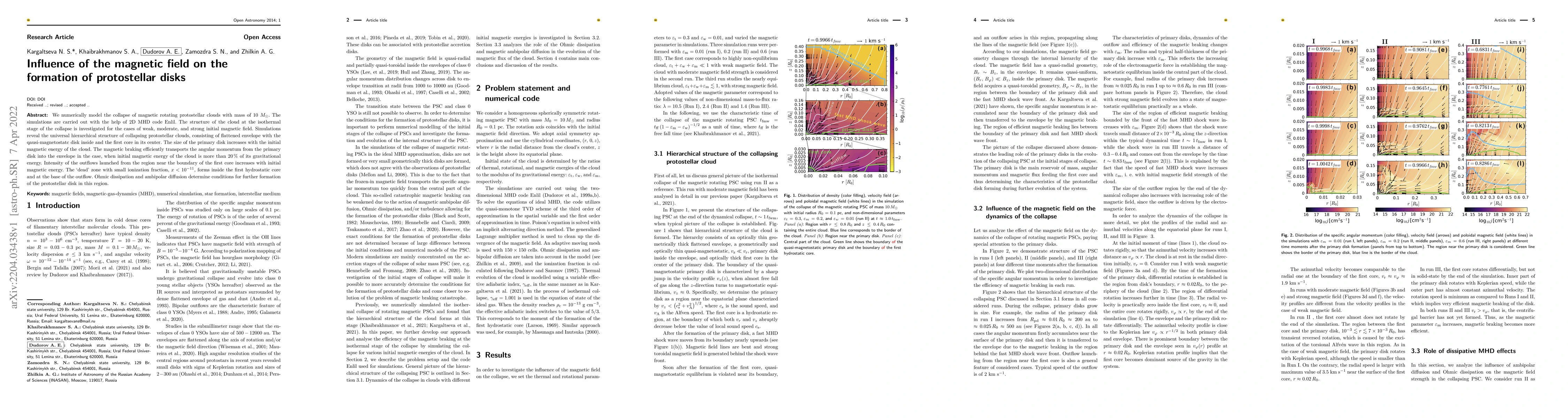 Thumbnail for Influence of the magnetic field on the formation of protostellar disks