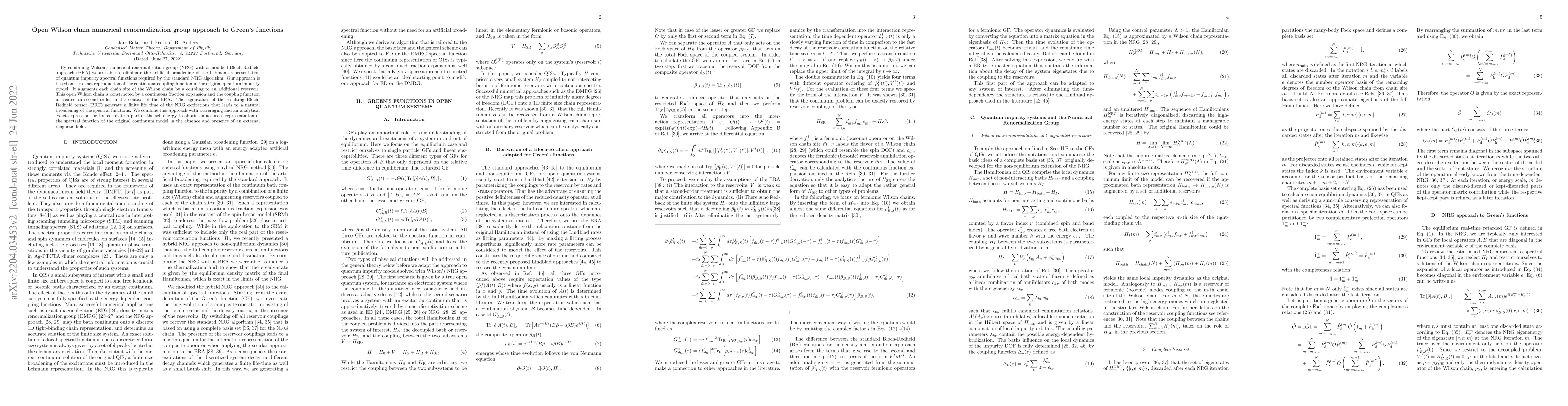 Thumbnail for Open Wilson chain numerical renormalization group approach to Green's
  functions