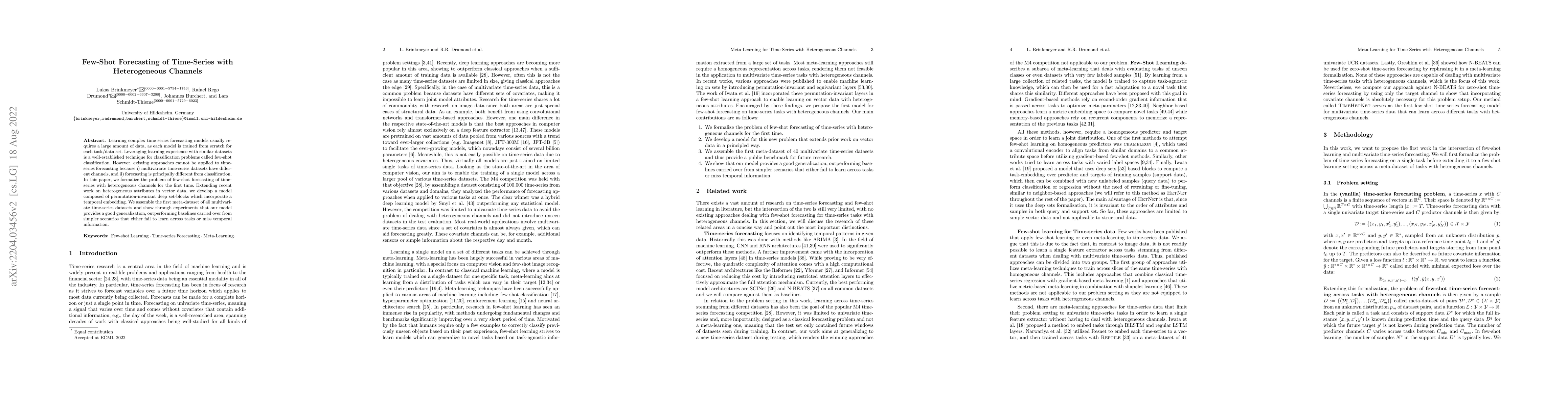 Thumbnail for Few-Shot Forecasting of Time-Series with Heterogeneous Channels