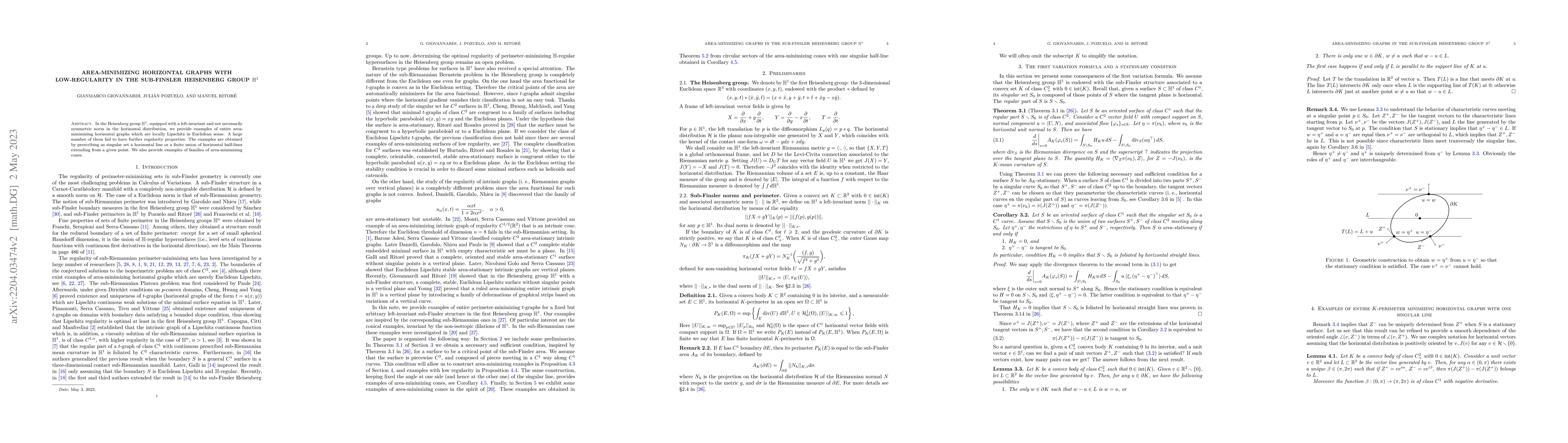 Thumbnail for Area-minimizing horizontal graphs with low-regularity in the sub-Finsler
  Heisenberg group $\mathbb{H}^1$