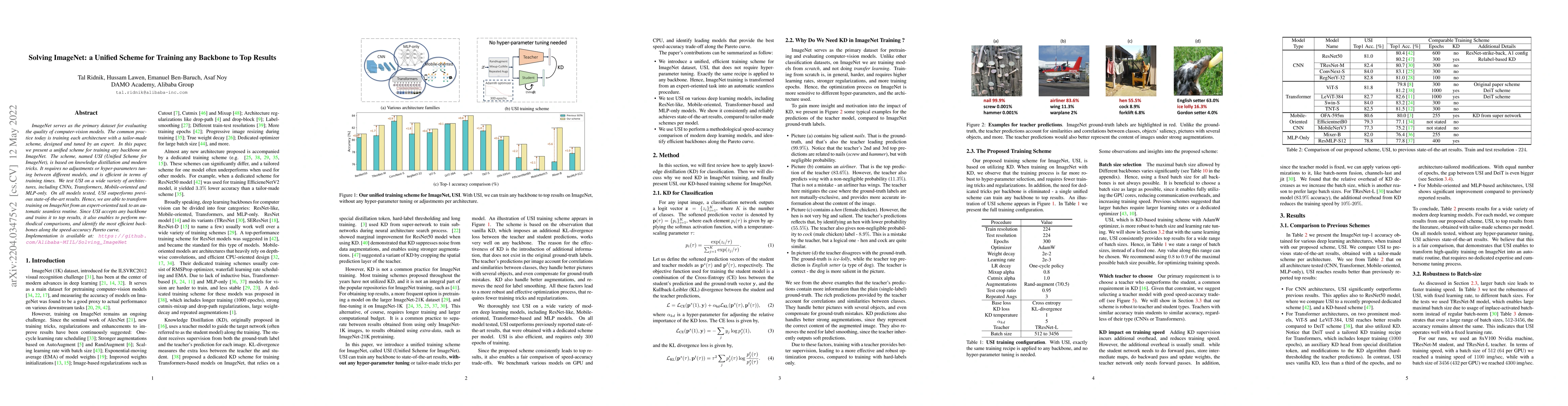 Thumbnail for Solving ImageNet: a Unified Scheme for Training any Backbone to Top
  Results