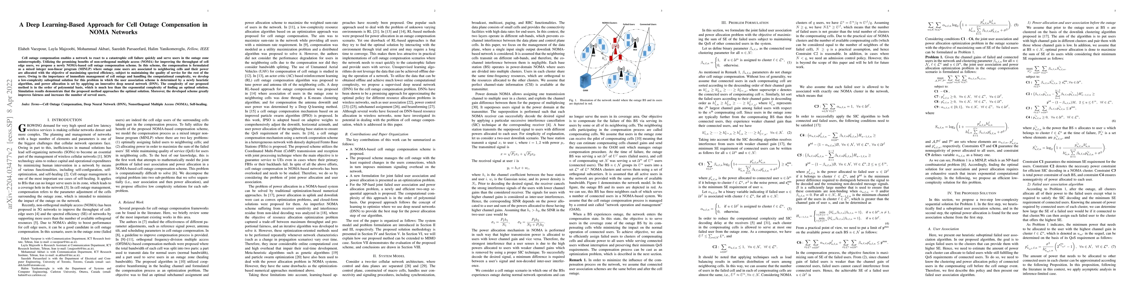 Thumbnail for A Deep Learning-Based Approach for Cell Outage Compensation in NOMA
  Networks