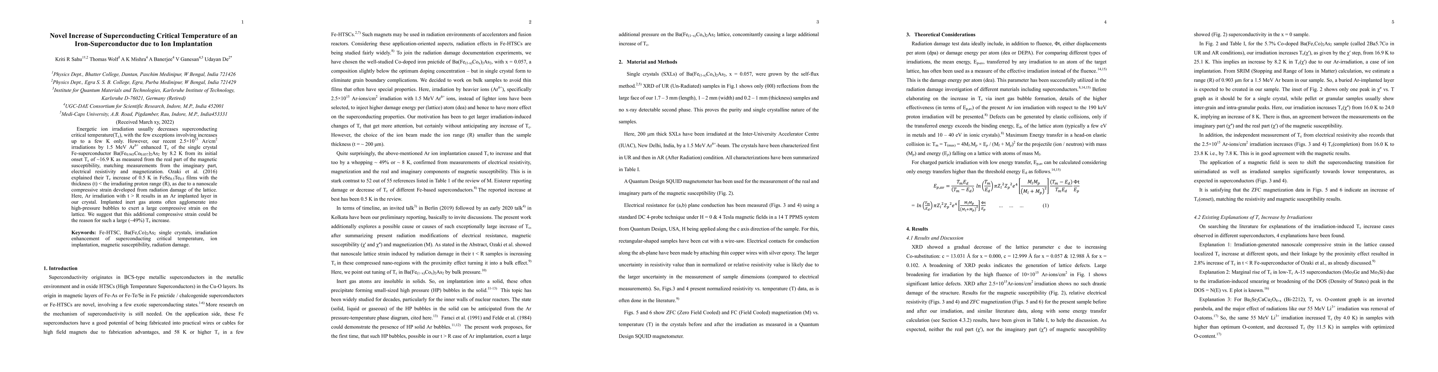 Thumbnail for Novel Increase of Superconducting Critical Temperature of an
  Iron-Superconductor due to Ion Implantation