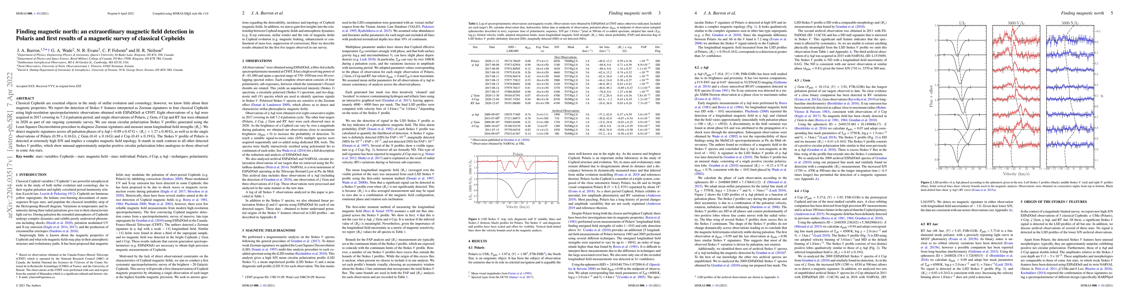 Thumbnail for Finding magnetic north: an extraordinary magnetic field detection in
  Polaris and first results of a magnetic survey of classical Cepheids
