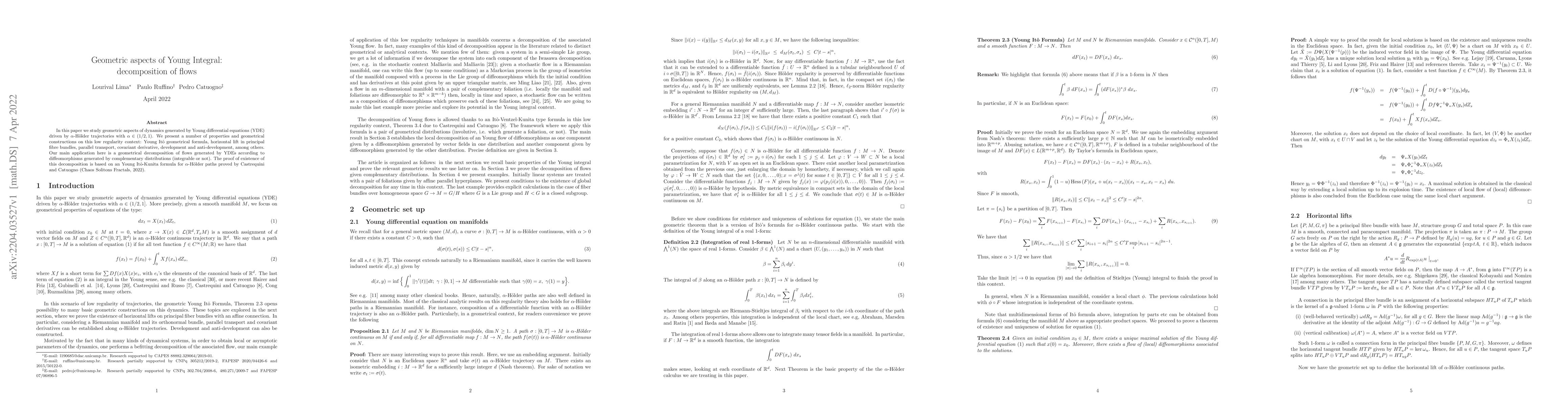 Thumbnail for Geometric aspects of Young Integral: decomposition of flows