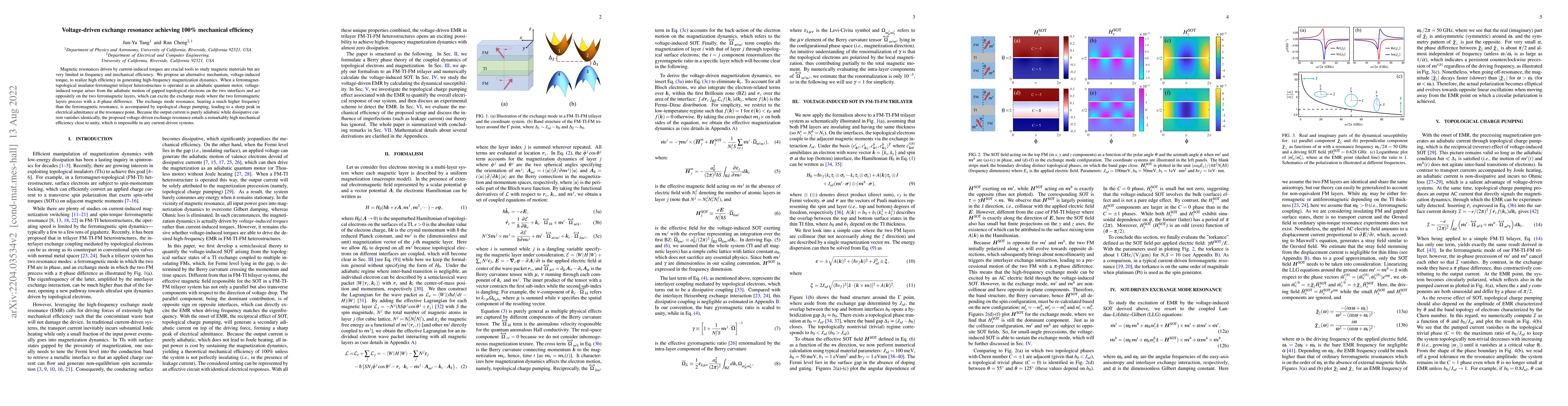 Thumbnail for Voltage-driven exchange resonance achieving 100\% mechanical efficiency