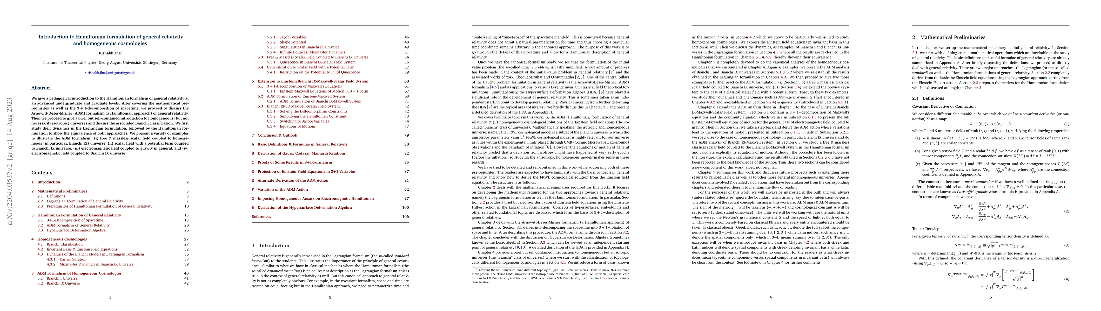 Thumbnail for Introduction to Hamiltonian Formulation of General Relativity and
  Homogeneous Cosmologies