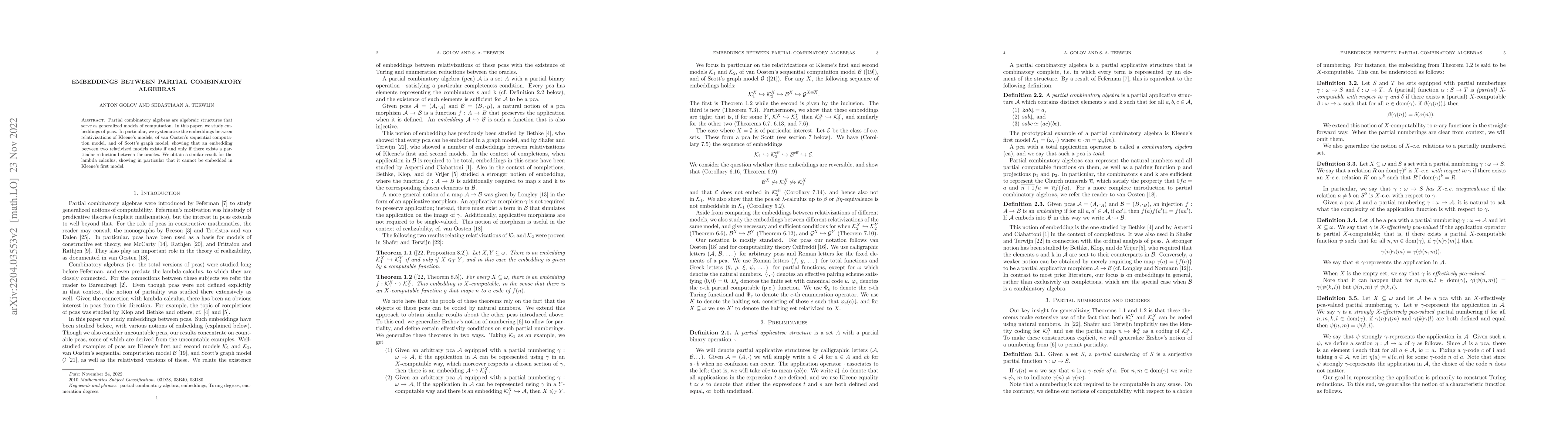 Thumbnail for Embeddings between partial combinatory algebras