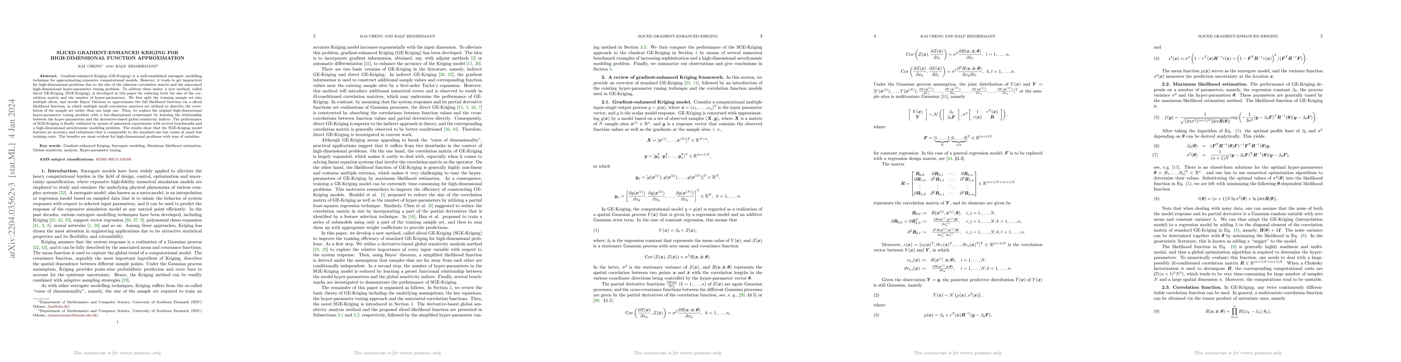 Thumbnail for Sliced gradient-enhanced Kriging for high-dimensional function
  approximation