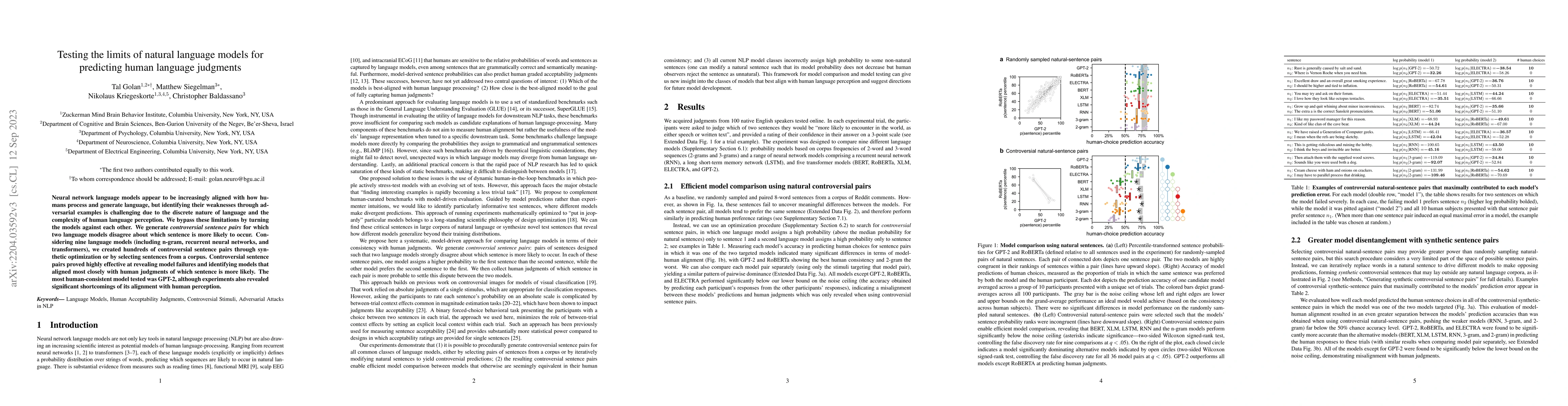 Thumbnail for Testing the limits of natural language models for predicting human
  language judgments