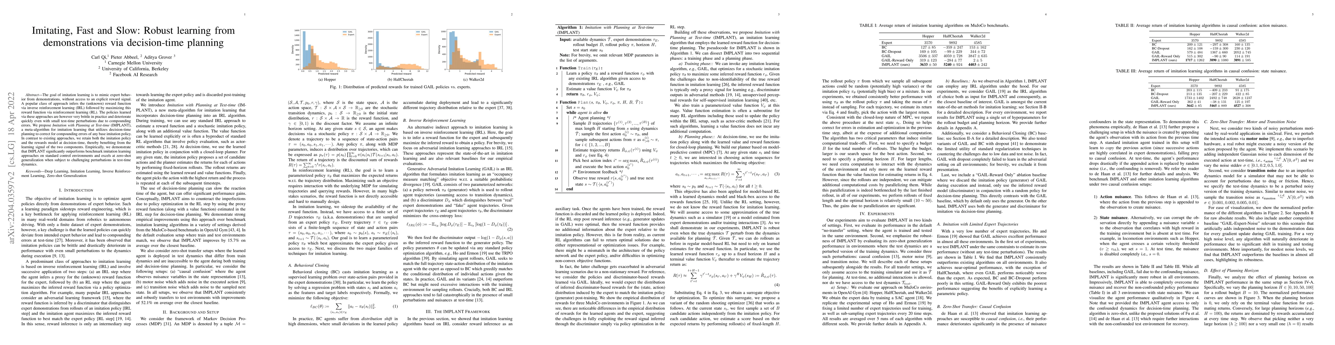 Thumbnail for Imitating, Fast and Slow: Robust learning from demonstrations via
  decision-time planning