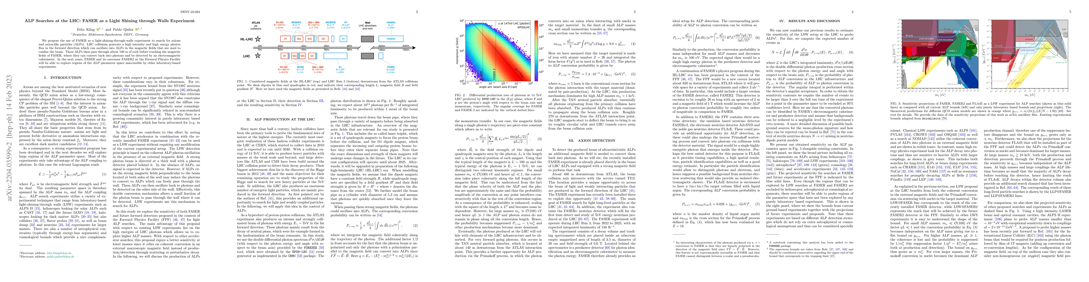 Thumbnail for ALP Searches at the LHC: FASER as a Light Shining through Walls
  Experiment
