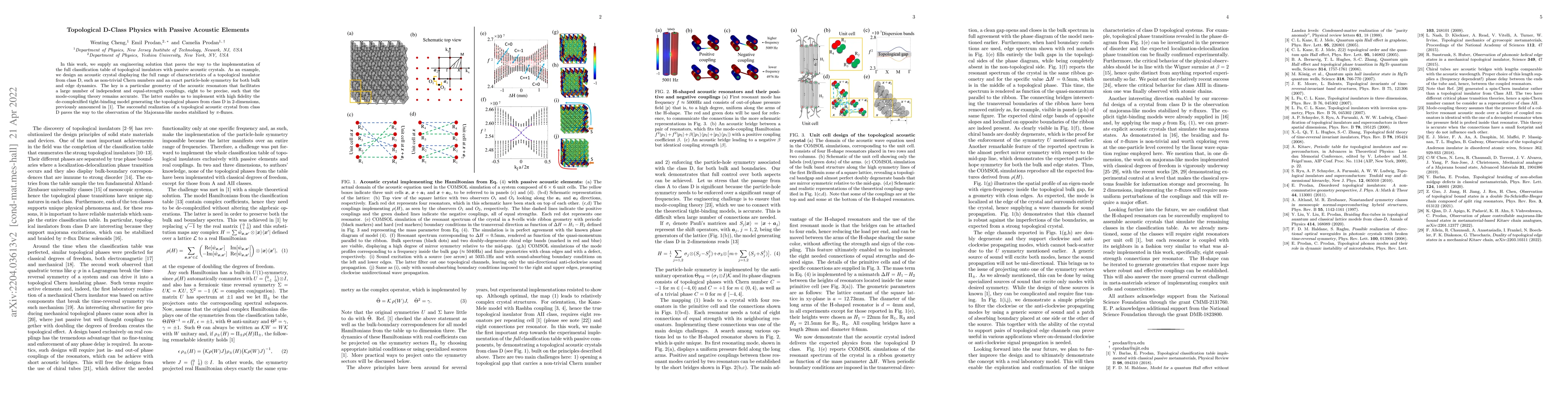 Thumbnail for Topological D-Class Physics with Passive Acoustic Elements