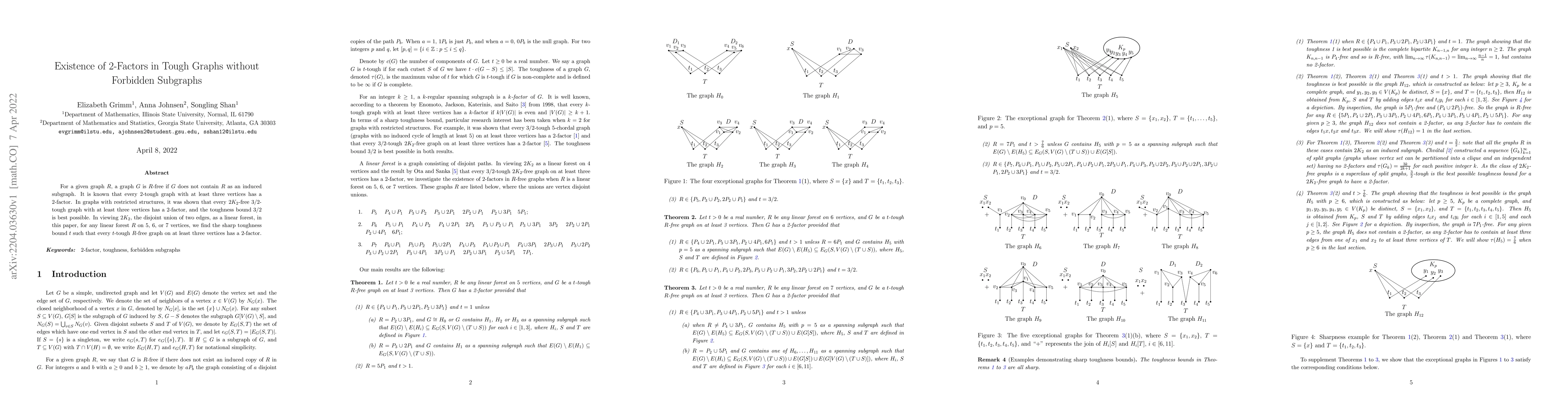 Thumbnail for Existence of $2$-Factors in Tough Graphs without Forbidden Subgraphs